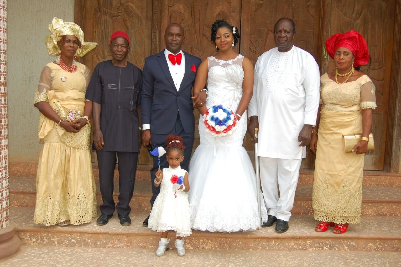 Pa. Ogunor with family at Emeka's wedding