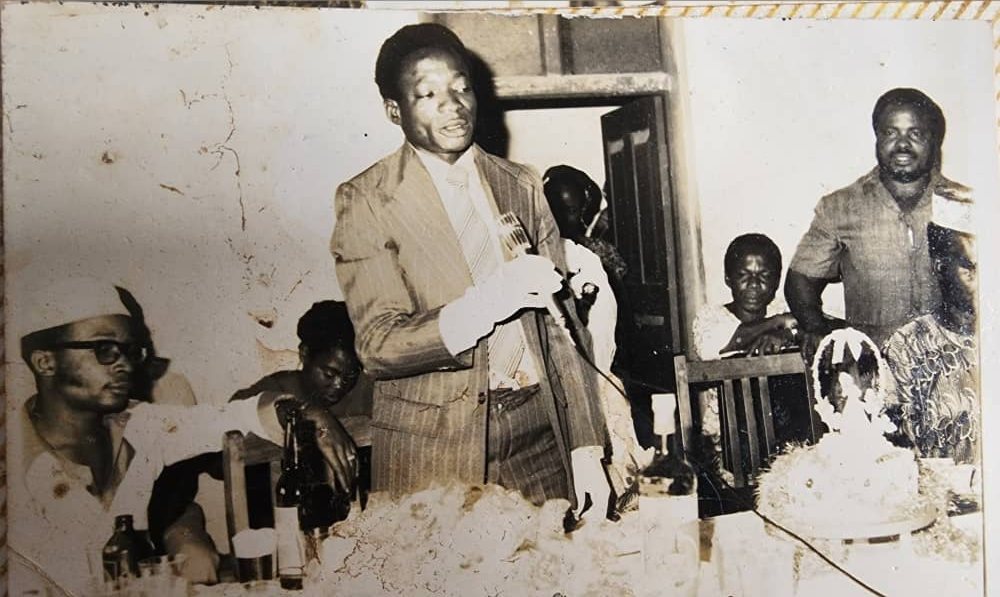 Pa. Ogunor giving a speech at his wedding reception